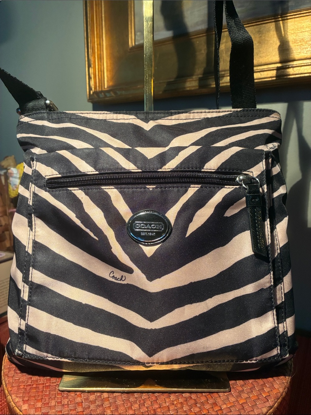 Coach Zebra Nylon Shoulder Crossbody Bag